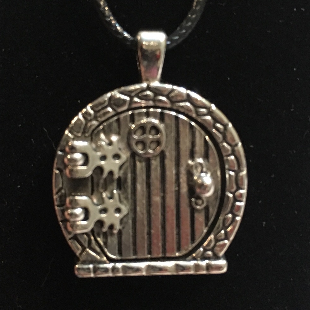 Metal fairy door necklace